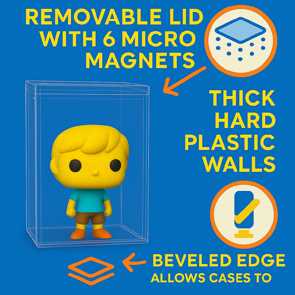 Premium Hard Protector Case for Funko POP® Doll - Stackable Magnetic Lid Display