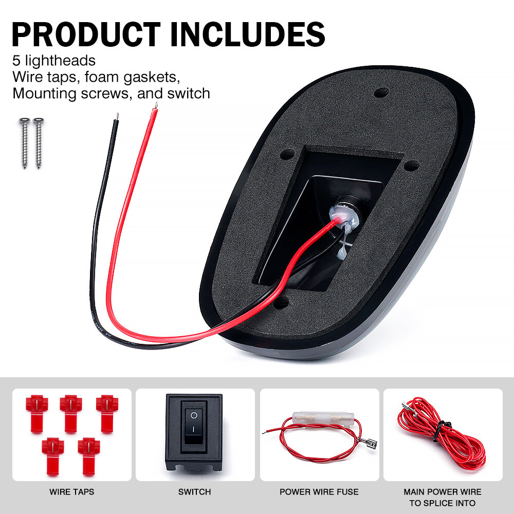 5PCS White Cab Roof Marker Running Light For 2003-2018 Dodge Ram 1500 2500 3500