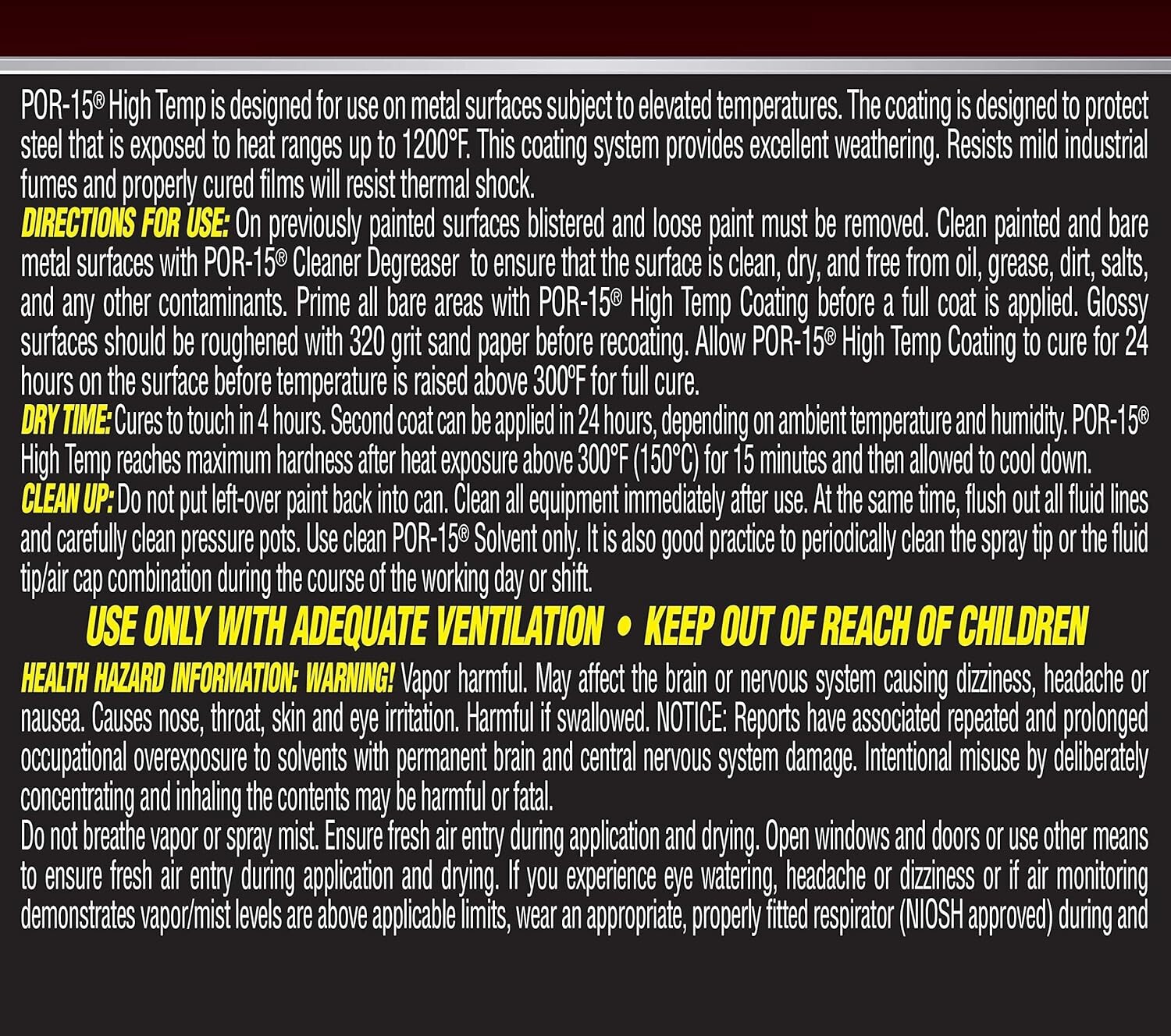 POR-15 POR 15 High Temperature Flat Black 8 oz 44116