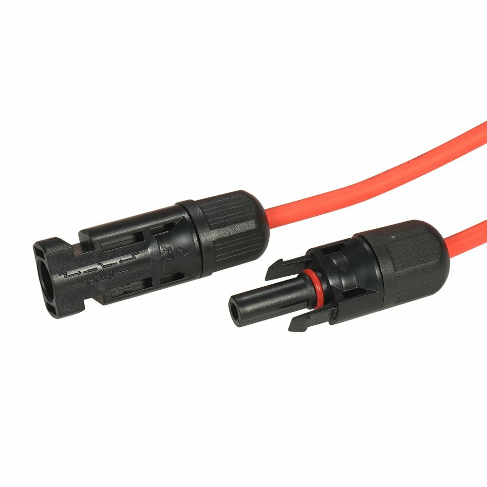 1 Pair Black+Red Solar Panel Extension Cable Wire Solar Connectors 10 AWG Gauge