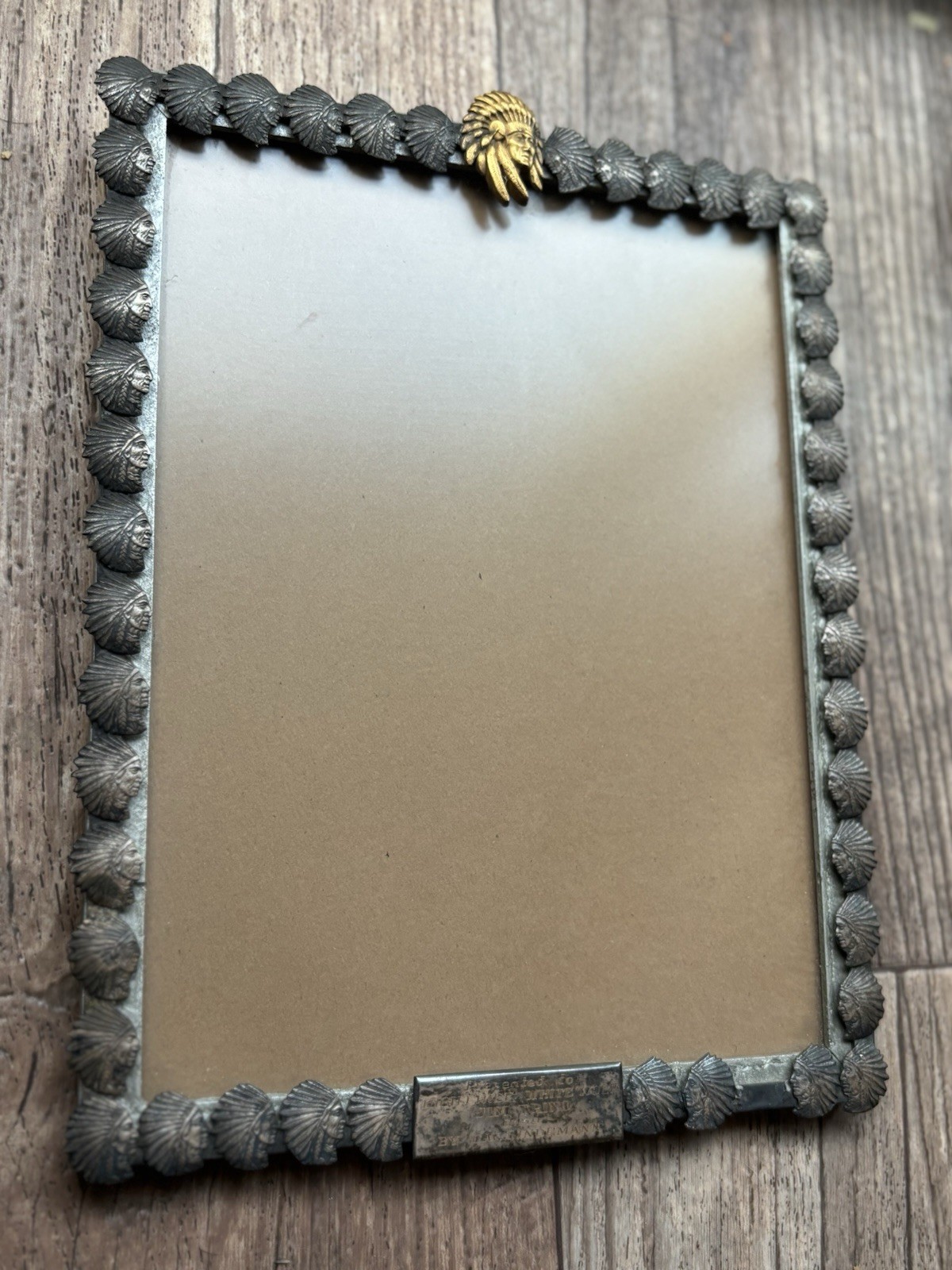 Vtg Rare 1959 Native American Chief Picture Photo Frame High Chief White Wolf