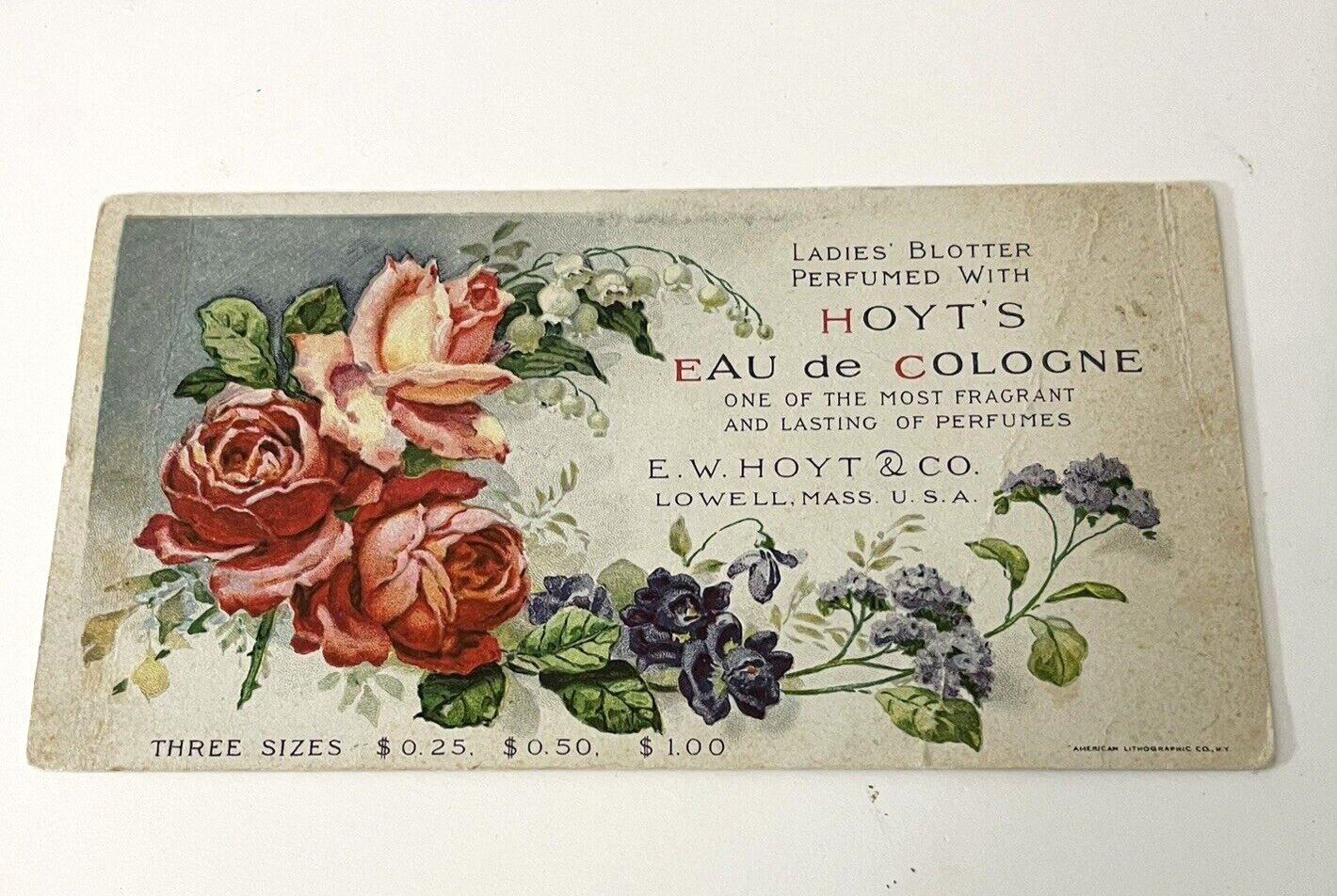 Stillwater MN Hoyt's Eau De Cologne Perfume Victorian Trade Card Flowers Roses