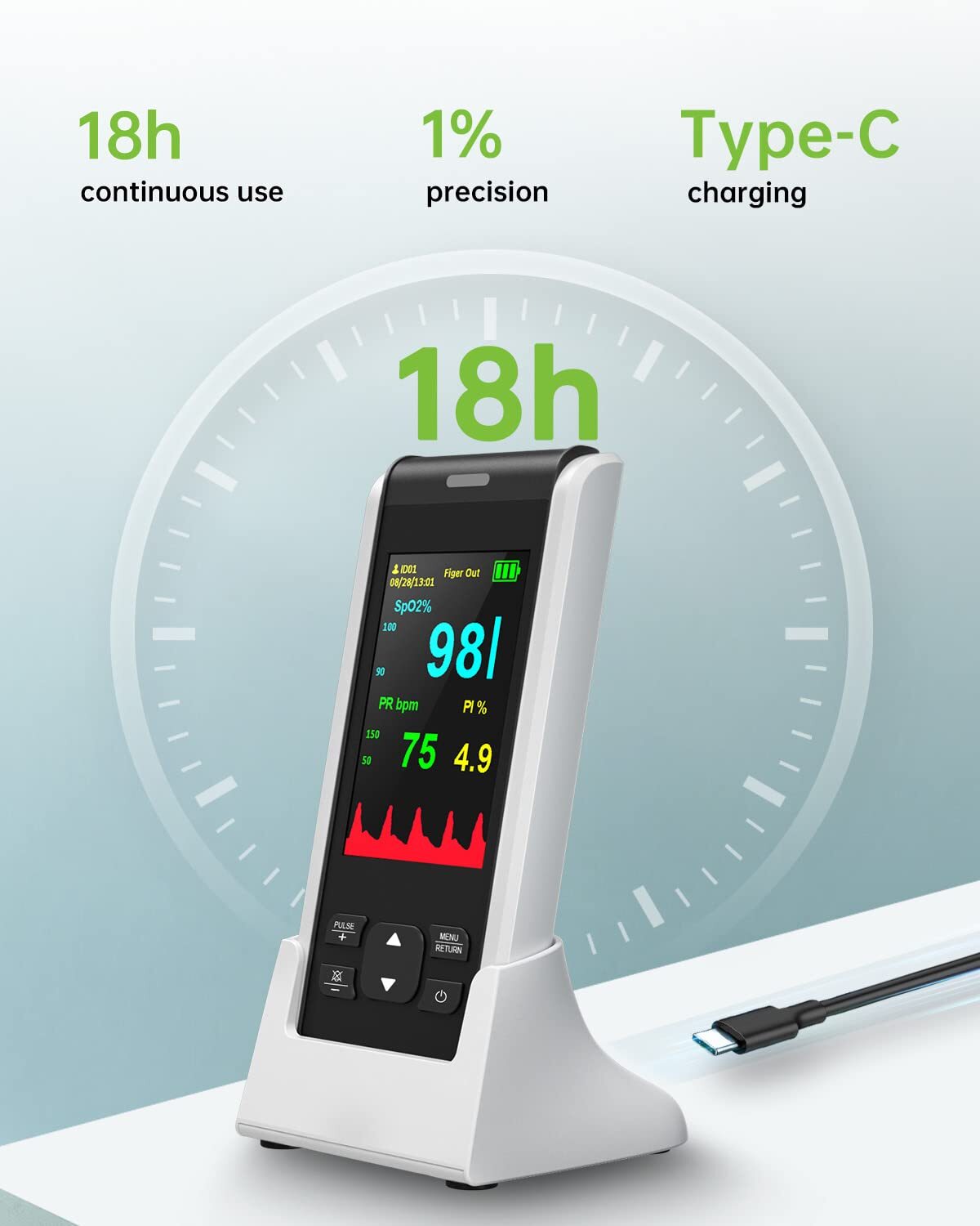 Pulse Oximeter Fingertip Handheld SpO2 PR Heart Rate Finger Blood Oxygen Monitor