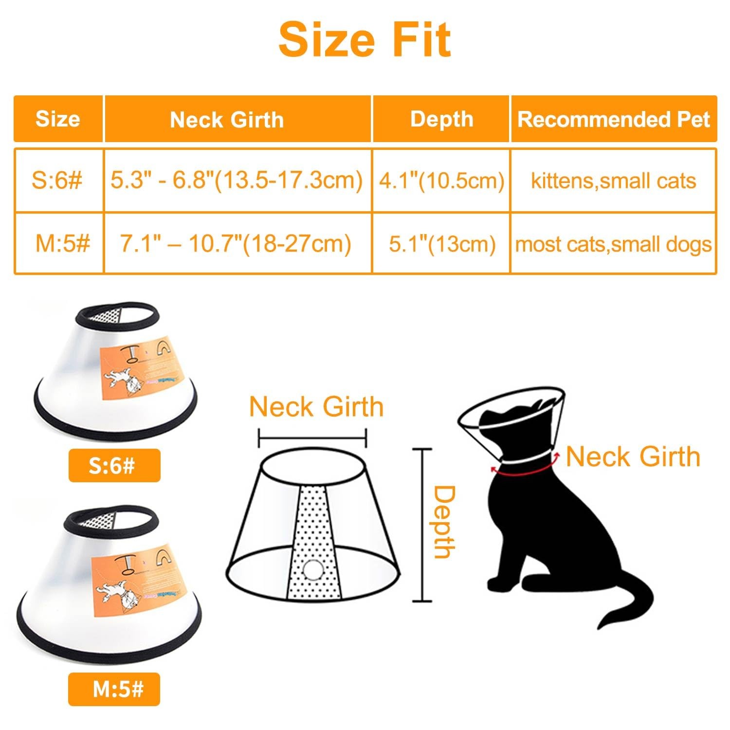 2 Pack Cat Cones to Stop Licking, Pet E Collar Pet Cone for Kitten Cones Afte...
