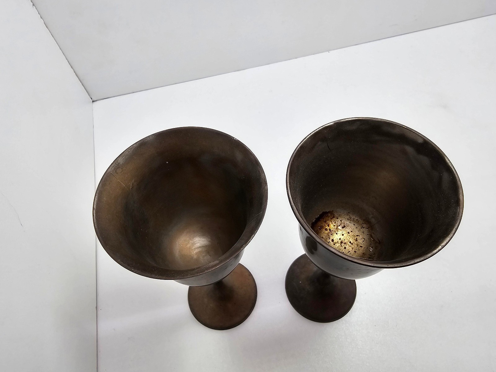 Vintage 1950s Silver Plated Brass Wine Goblet 6.5" Tall by 2-5/8" wide