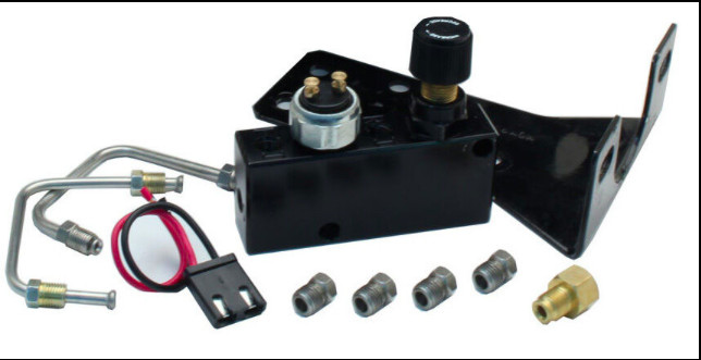 Ford MC w/ Black Adjustable Prop Valve / Dist. Block Kit, 3/8-24 & 1/2-20 ports
