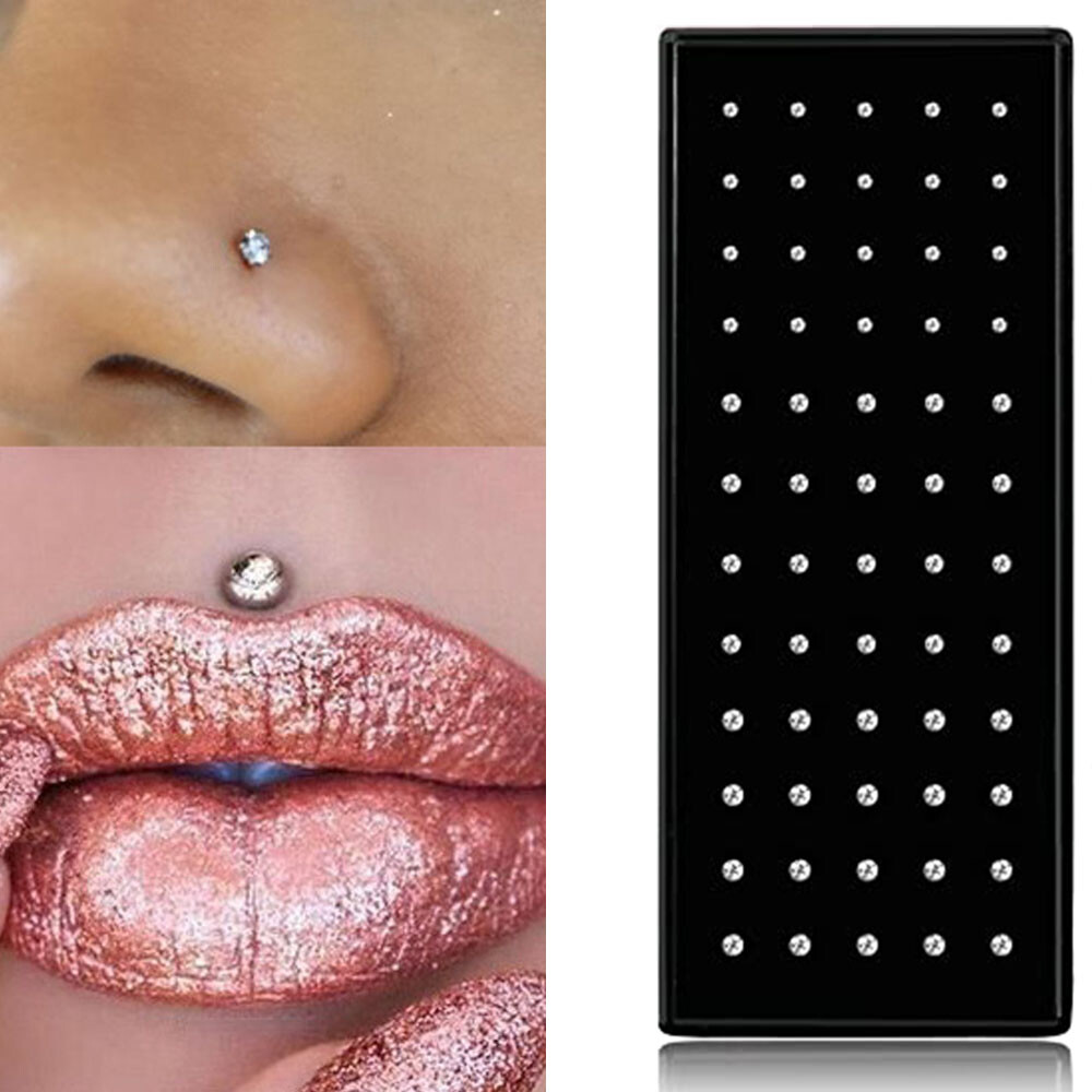 60X Stainless Steel Nose Stud Rings Body Piercing Pin 1.8mm Jewelry
