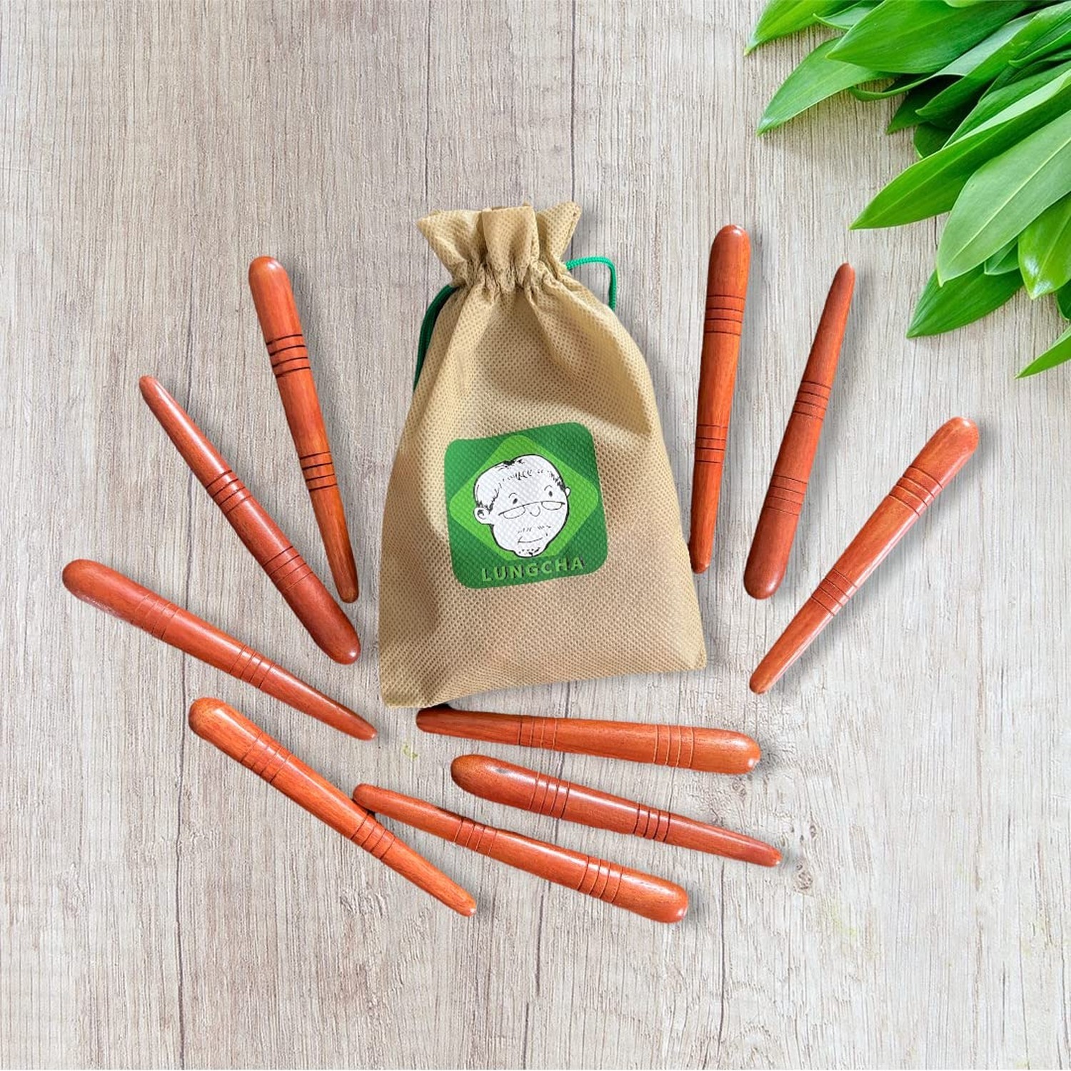 Lungcha Thai Traditional Wooden for Foot Massage Stick Tool Reflexology (Set ...