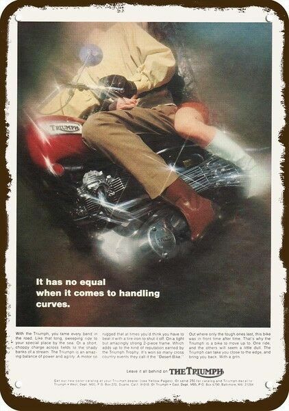 1969 TRIUMPH TROPHY 65 MOTORCYCLE Vintage Look REPLICA METAL SIGN - DESERT BIKE