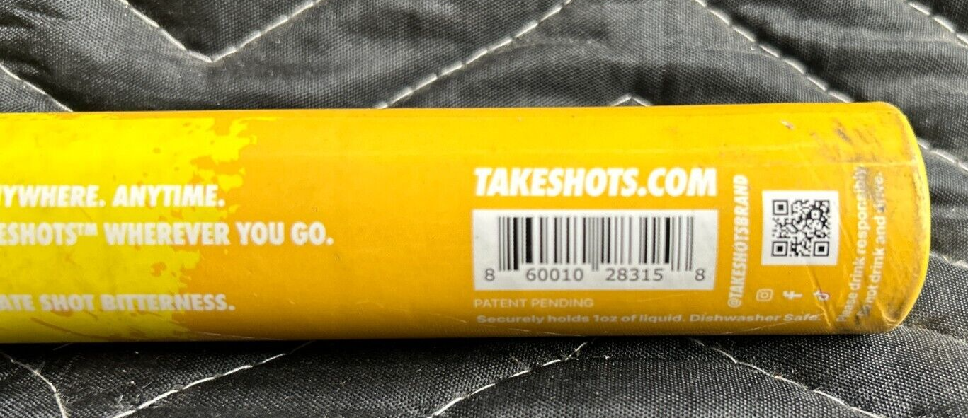 TakeShots Take V2 Shot Holder & Straw For Drinks Chasers On The Go Yellow