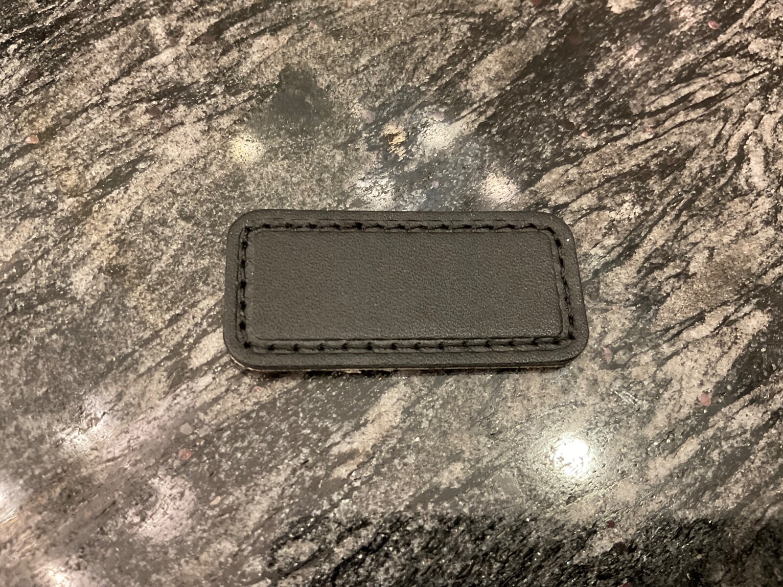 NEW Tumi Extra Small 2.0” x 15/16” Leather Monogram Patch - SOLID BLACK