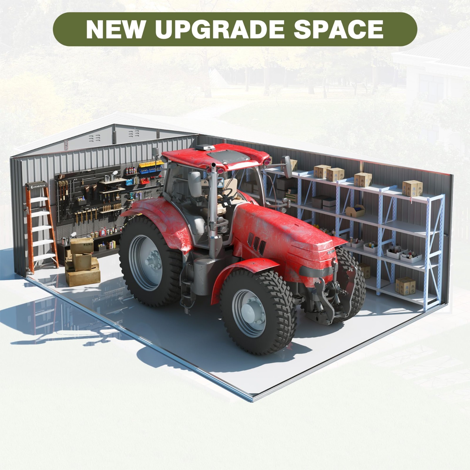 12x16FT Outdoor Metal Storage Shed with Lockable Door, New