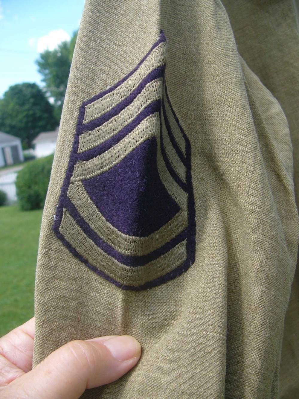 WWII US Army Uniform Shirt with Stripes, Size 13 1/2, 42