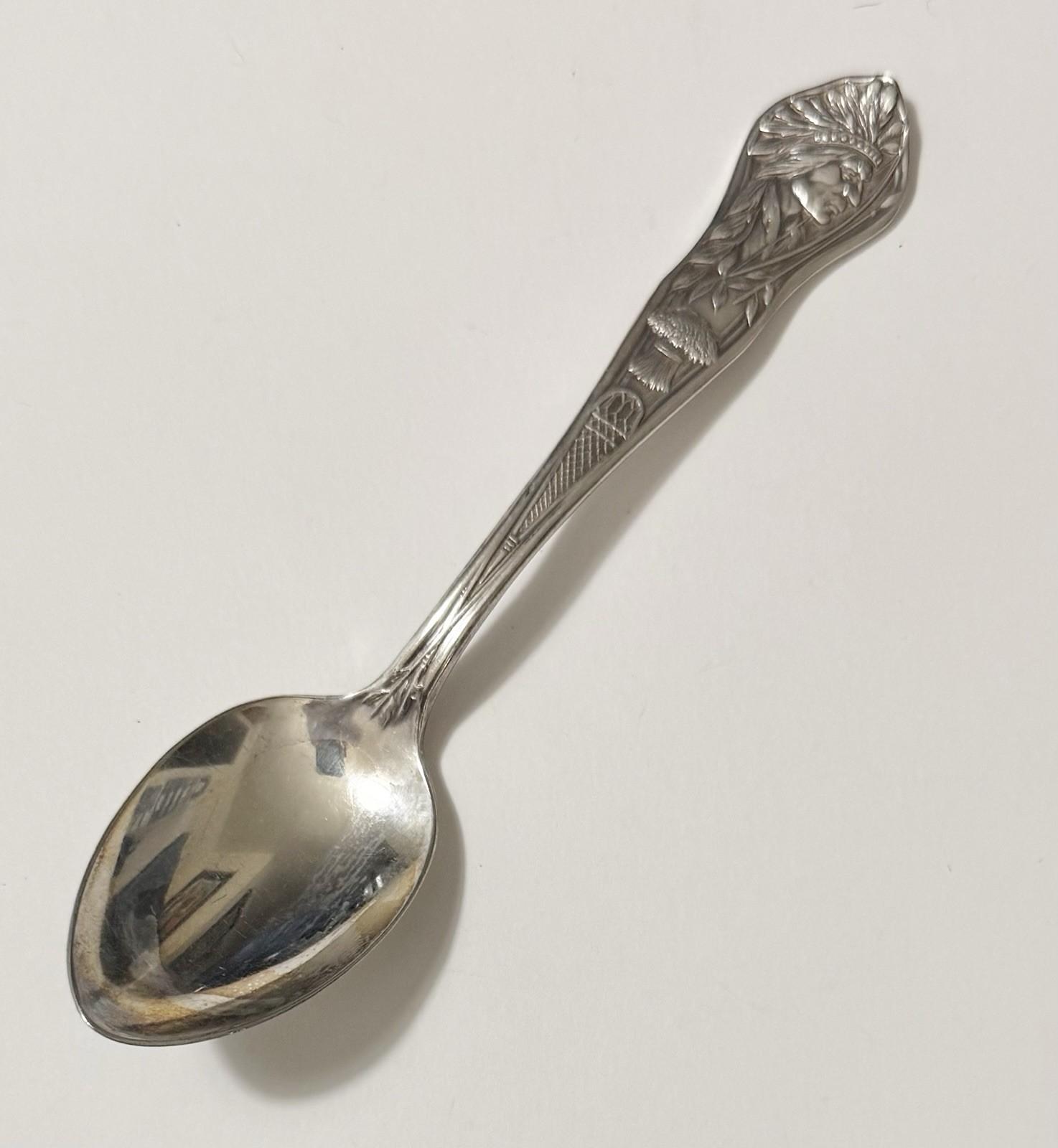 Antique Unity Silver Co OLD SLEEPY EYE Native American Chief Souvenir Spoon