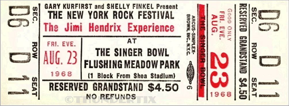 5 1968 -77 UNUSED FULL TICKETS Cream, Hendrix, Led Zeppelin, Pink Floyd reprint