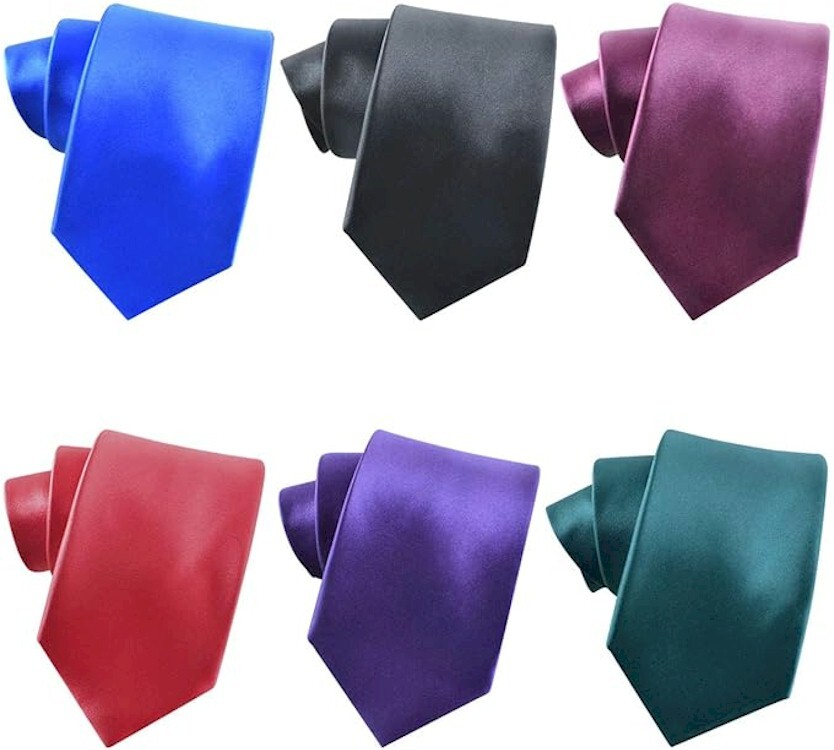 Mens 100% Solid Color Silk Neck Tie 58" long (actual length varies 56" to 60")