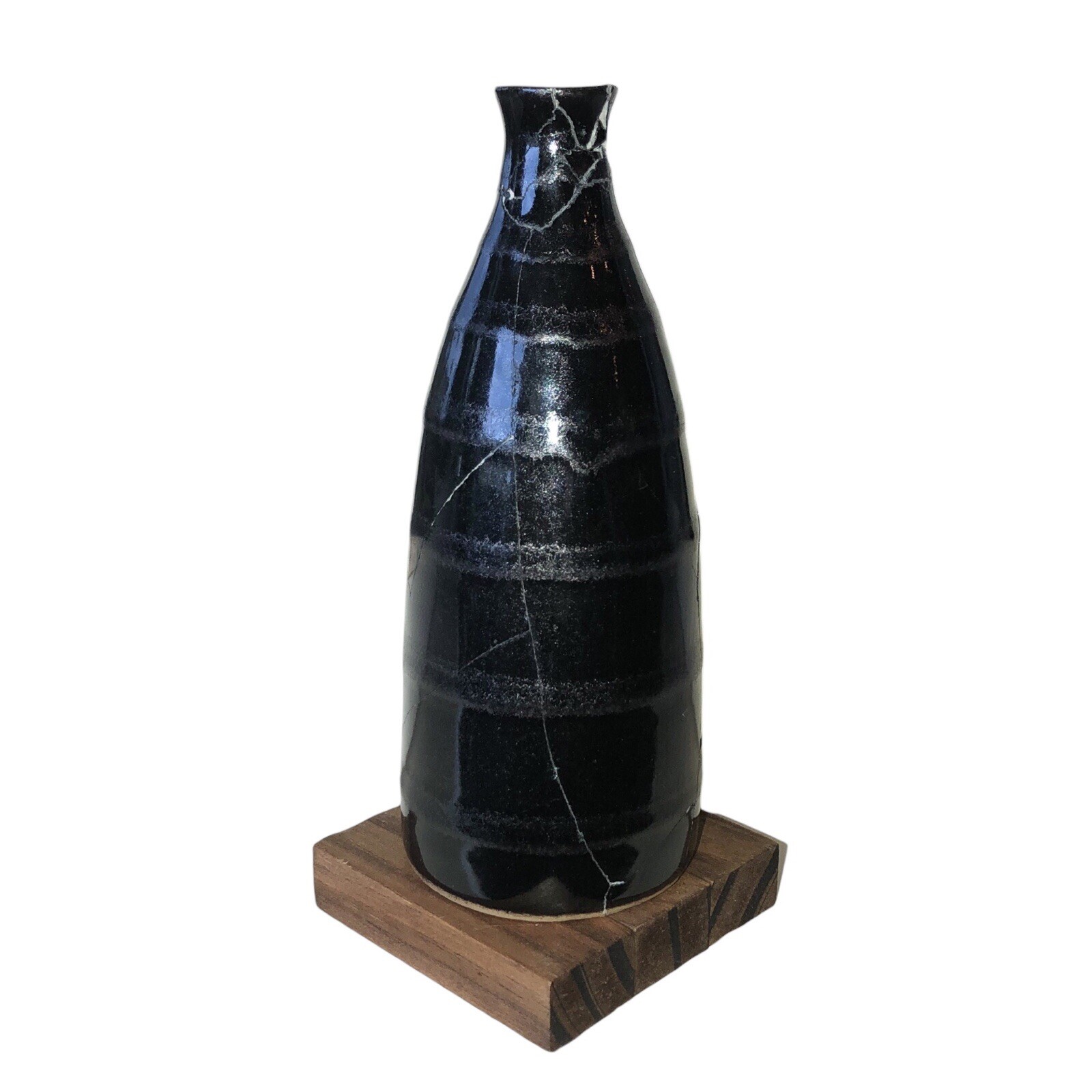 Kintsugi Vase Striped Black Pottery Gold Crack Art Personal Growth Gift