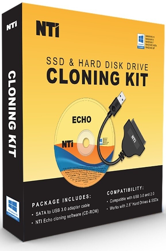 NTI Cloning Kit | 2.5" SATA-to-USB Adapter Included | Software Download &CD