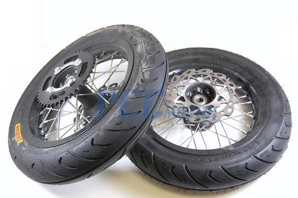 12" Complete Motard Wheel Set w/ rotor sprocket SSR SDG 107cc 110cc 125cc WMS03