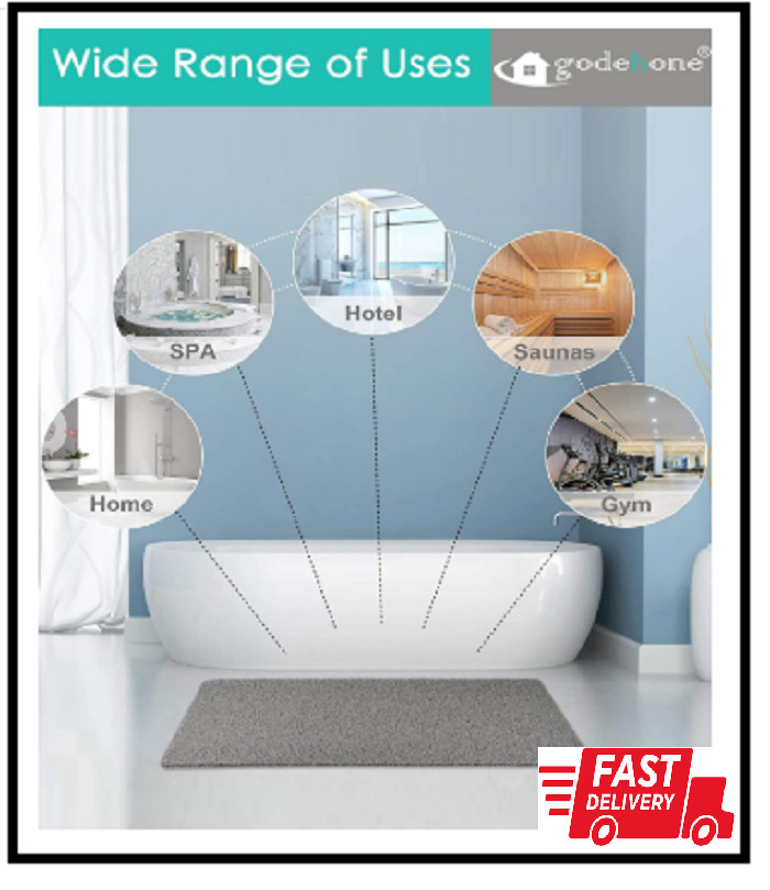 Shower Mats Non Slip without Suction Cups, 15.7× 36 Inch, PVC Loofah Bathroom Ma