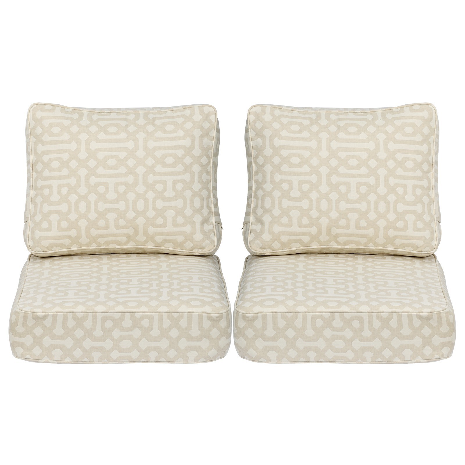 Sunbrella Fabric Outdoor Patio Deep Seat Cushions Set with Pocket Springs & Ties