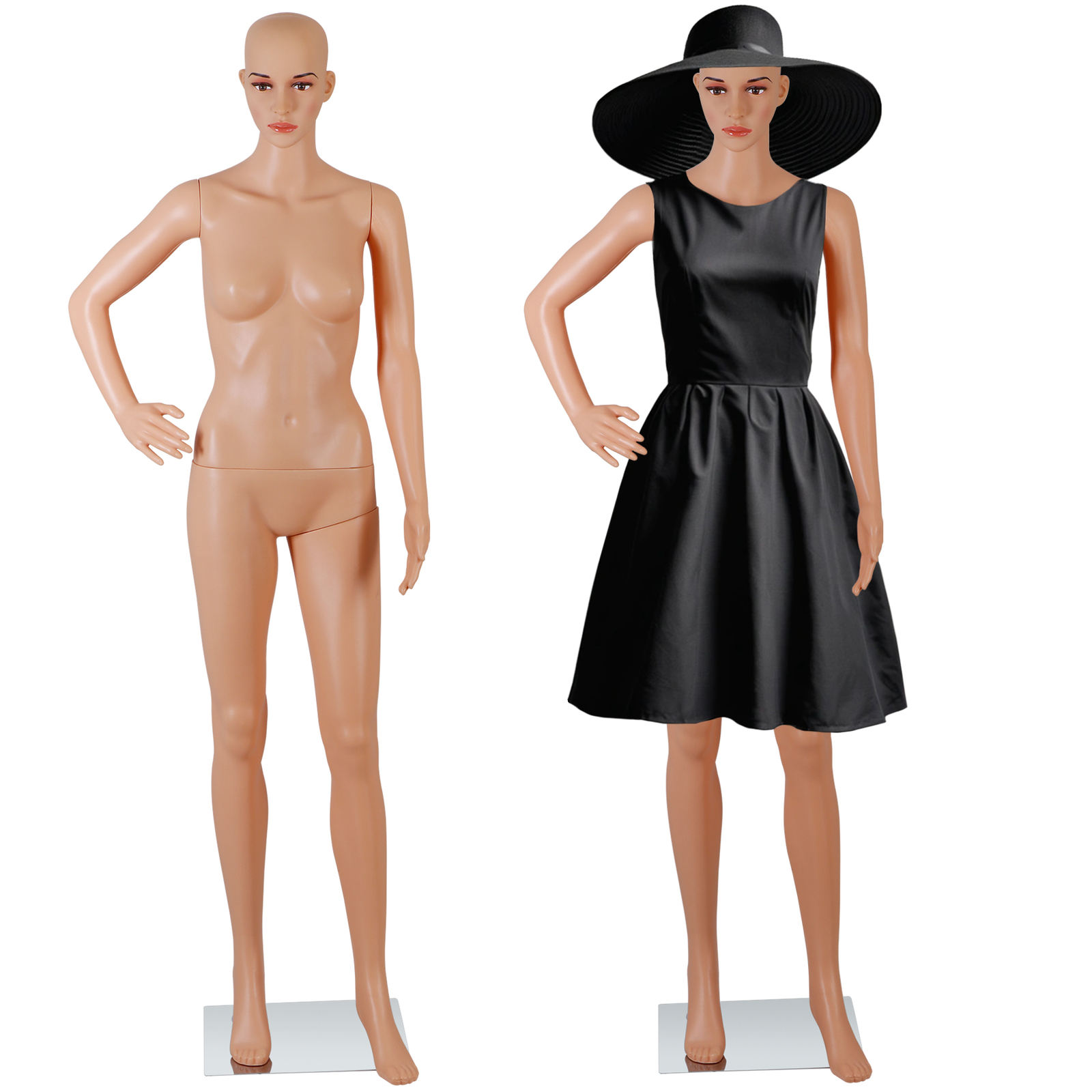 69 Inch Female Mannequin Full Body Dress Form Detachable Mannequin Stand w/Base