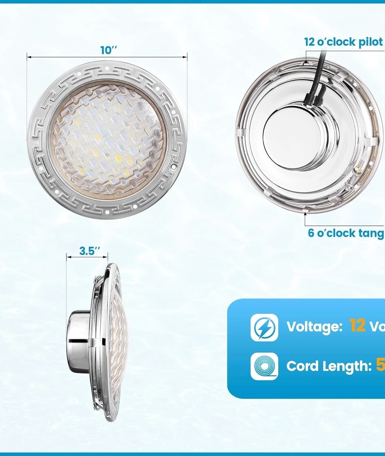 Pentair 601001 IntelliBrite Style 5G LED Color Changing Pool Light 50' Cord.120V