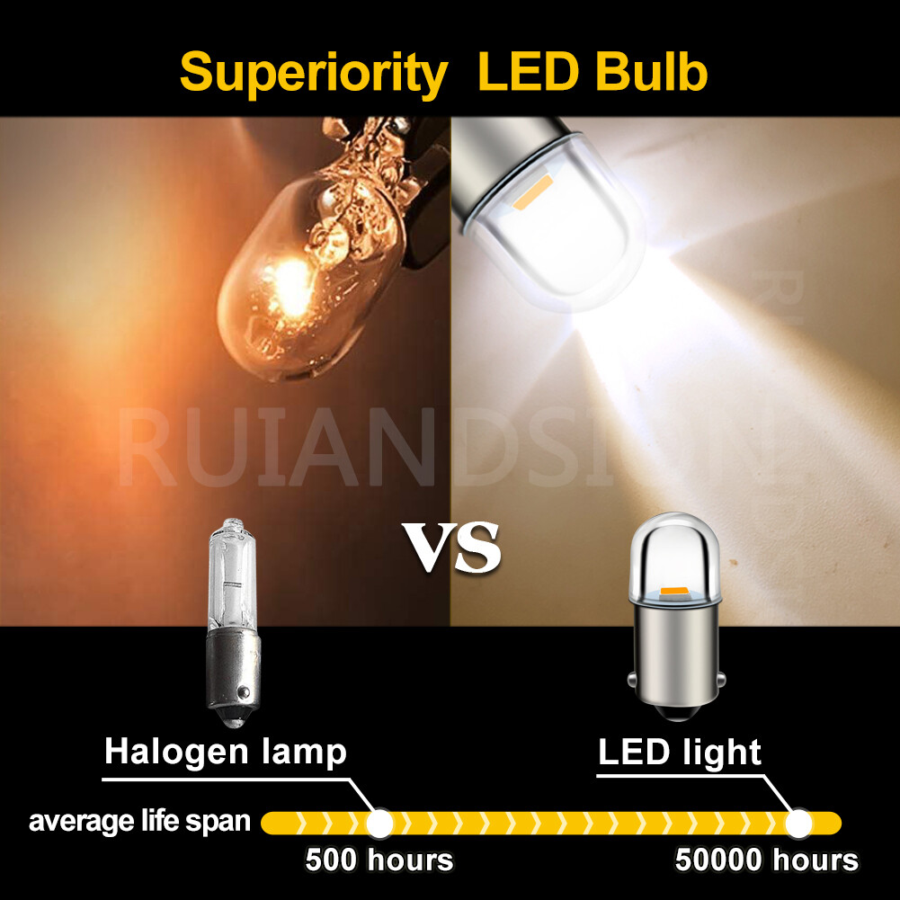 4pcs 6V BA9S T4W LED Indicator Dash Dome Light Side Parking Bulb Warm White