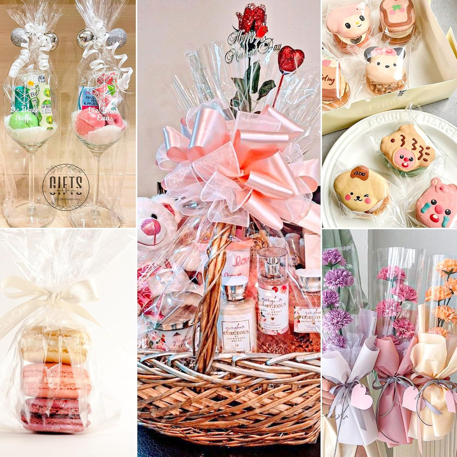 Clear Cellophane Wrap, 16" x 100' 3Mil Thick Cellophane Wrap Roll for Gift Baske