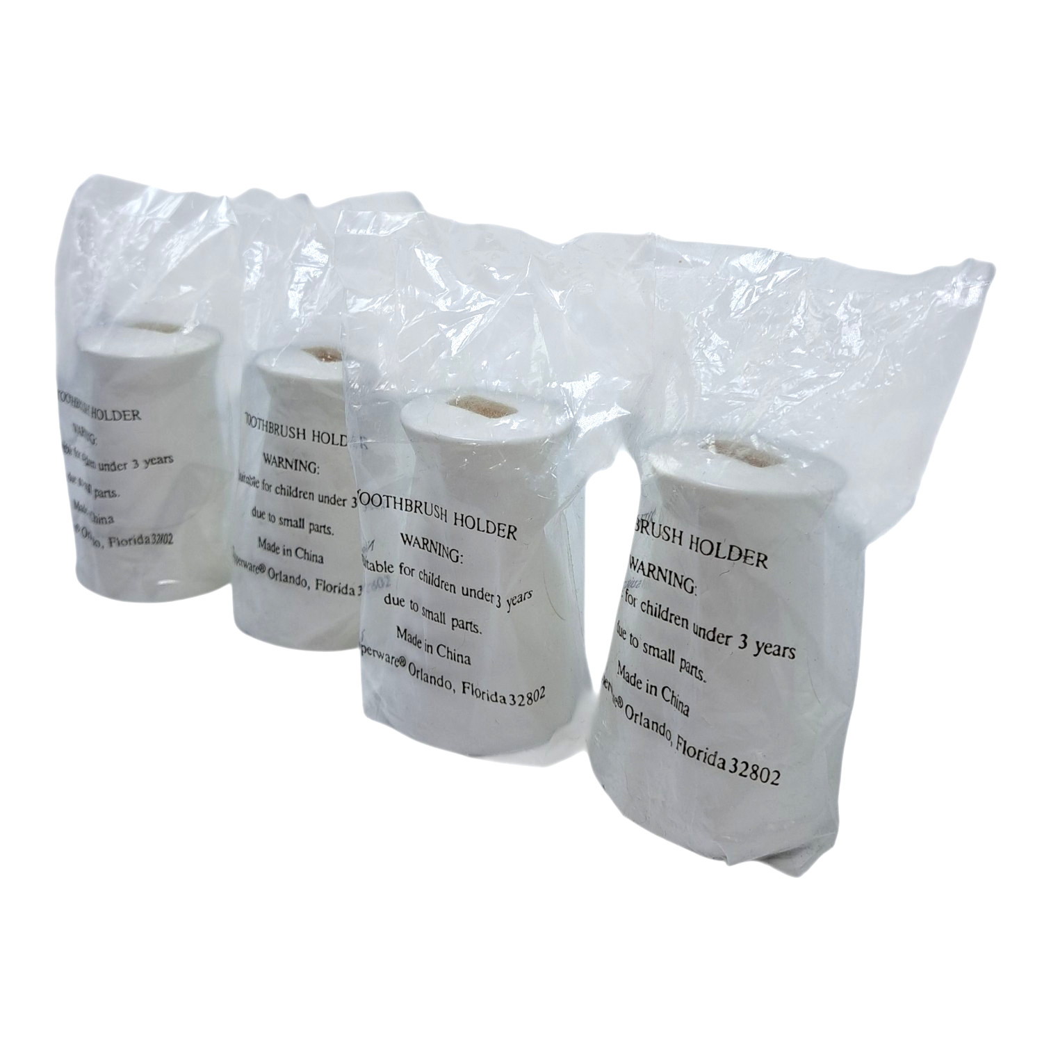 Vintage Weighted Tupperware Toothbrush Holder White New 2 1/2” Gadget Set of 4