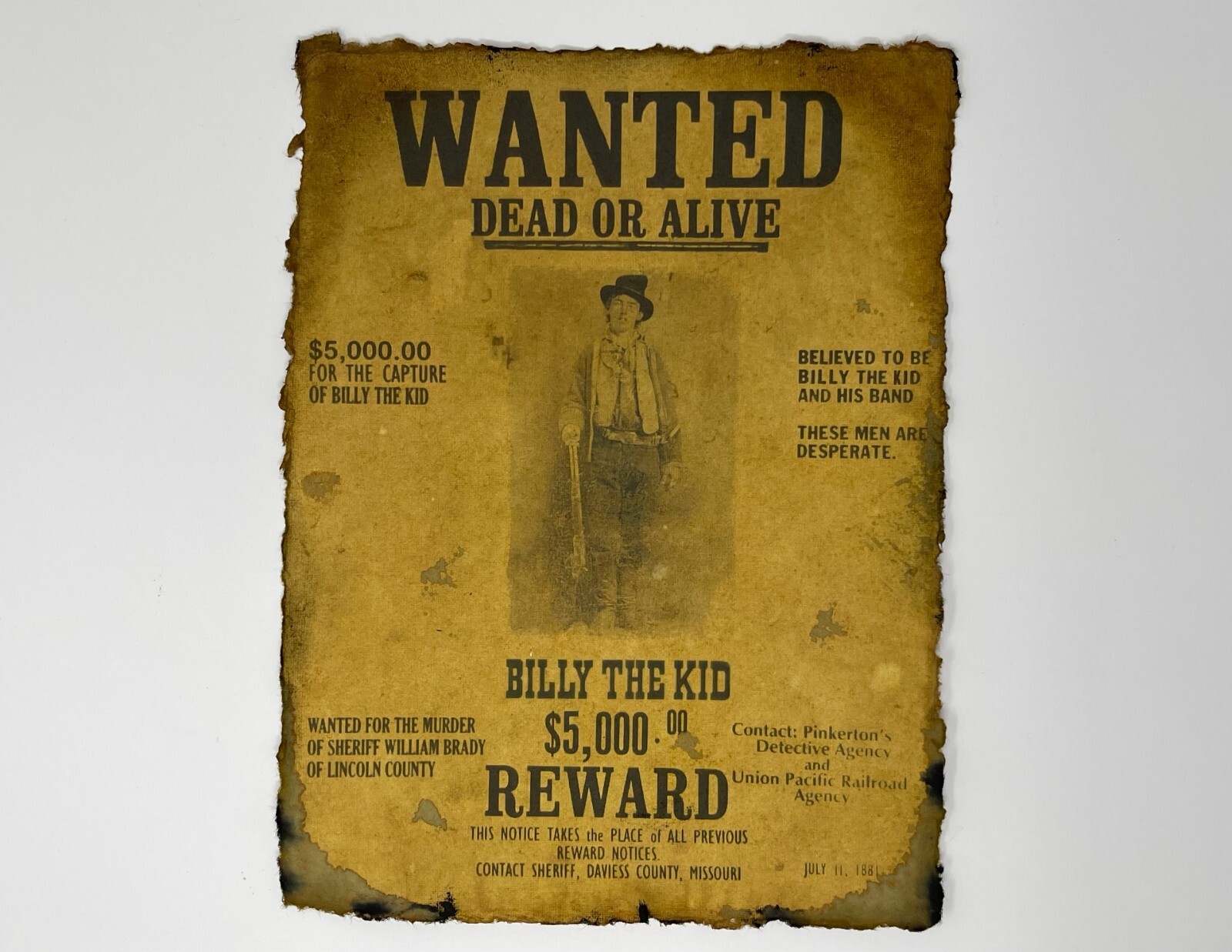 Billy The Kid Wanted Poster Distressed Prints Aged Western Art Wild West Reward