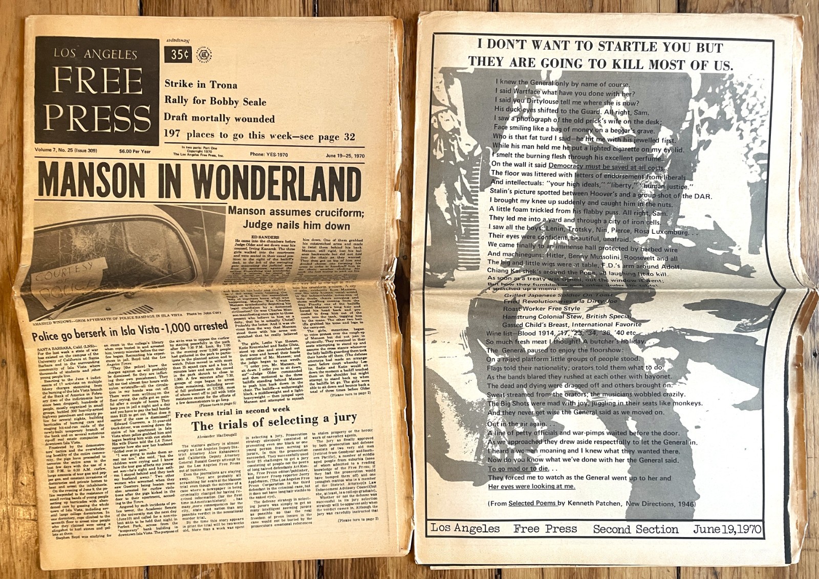 June 19-25, 1970 Los Angeles Free Press MANSON IN WONDERLAND underground paper