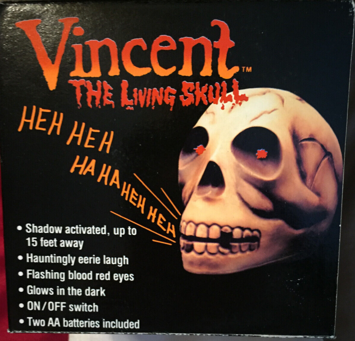VINTAGE HALLOWEEN VINCENT THE LIVING SKULL 1989 NOS NIB 5" X 4"