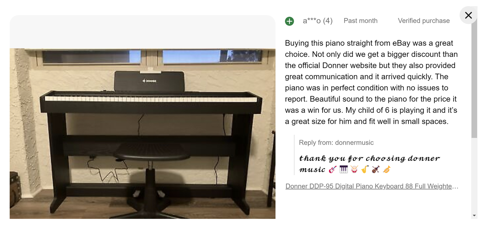 🎹 Donner DDP-95 Digital Piano 88 Weighted Key With Stand 610 Tone 128 Polyphony