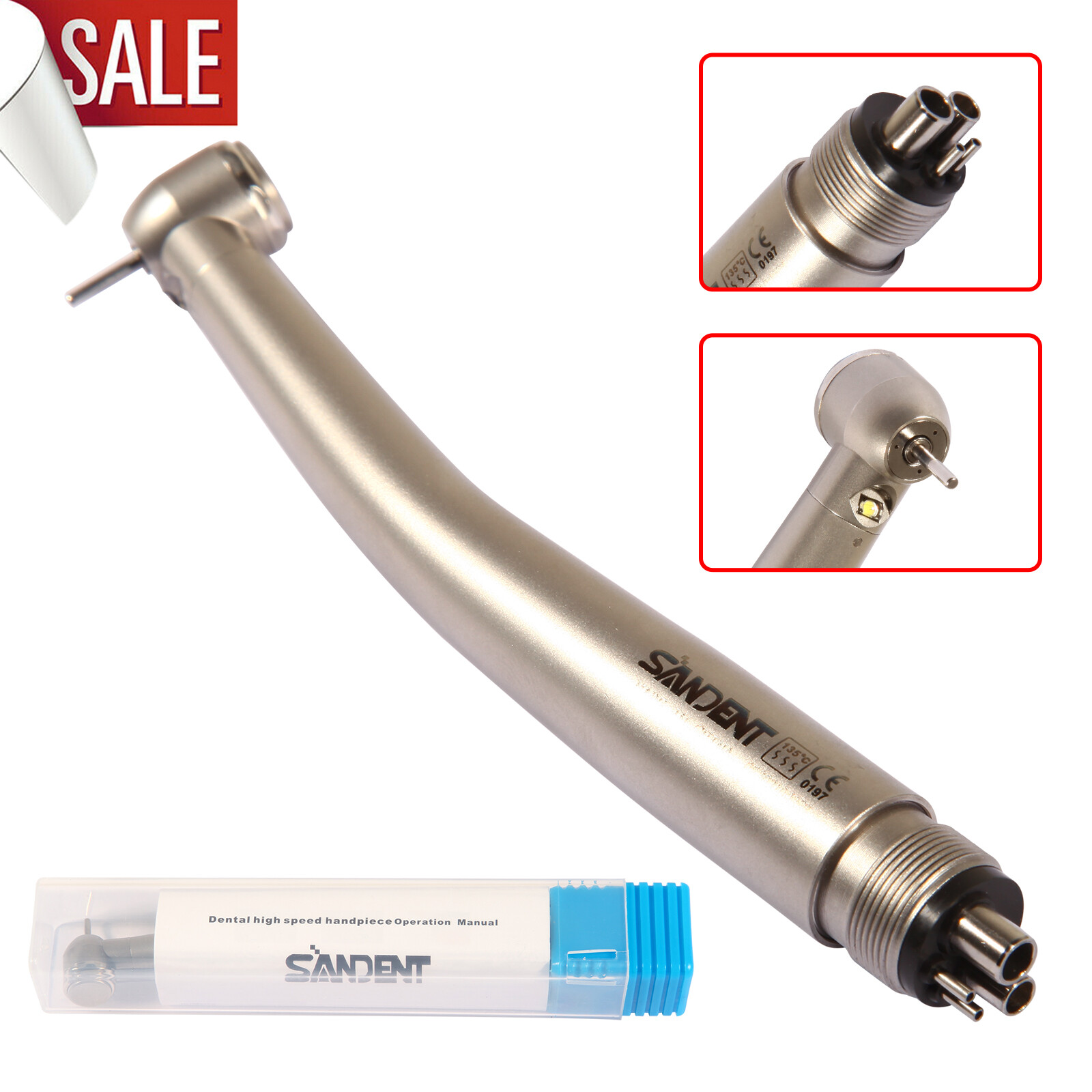 Dental LED E-generator High Speed Handpiece with Light 4 Hole For NSK Drill