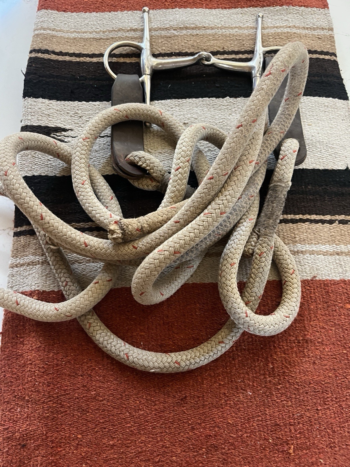 Full Cheek Snaffle With HEAVY Rope Reins And Slobber Straps
