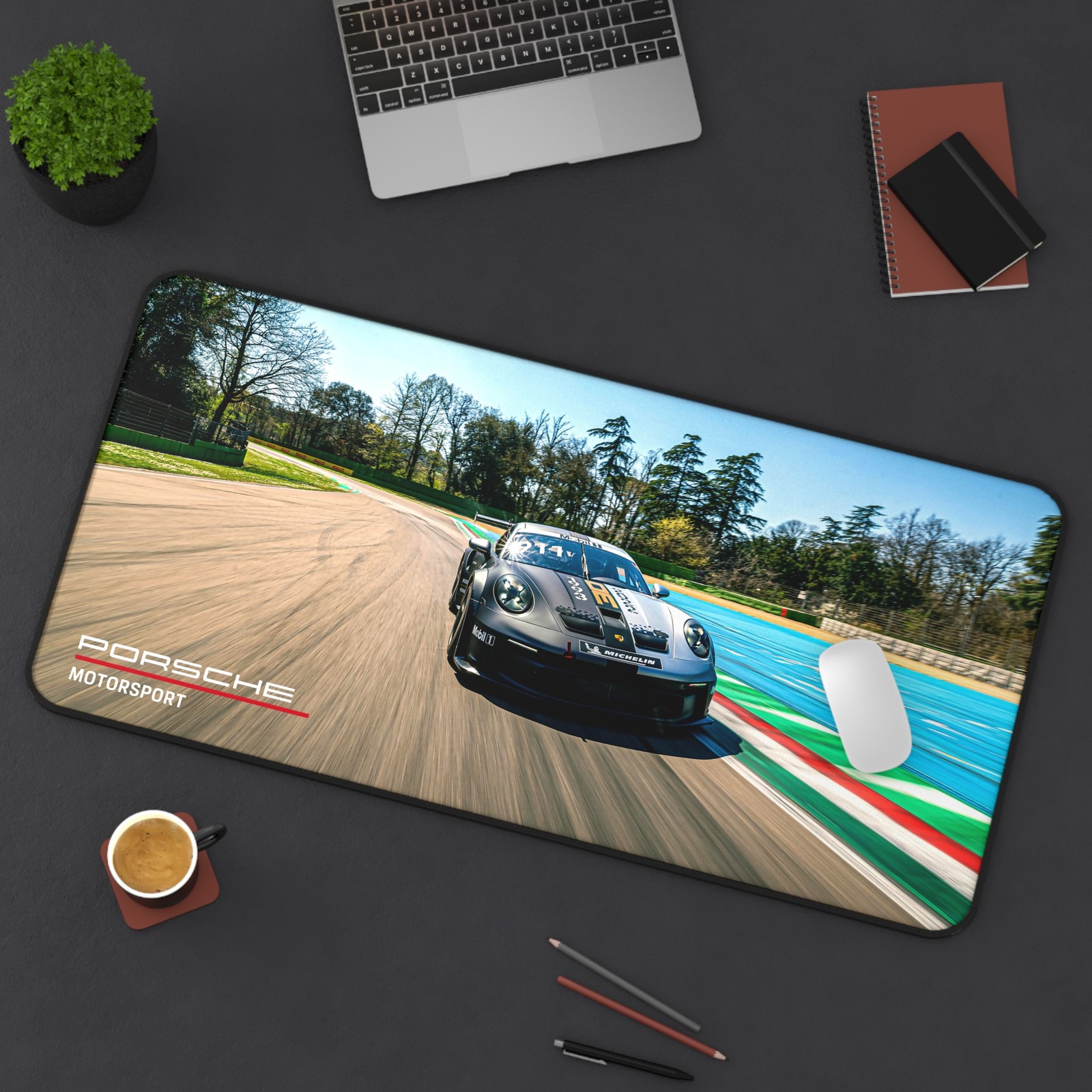 Porsche 911 GT3 Cup Racecar - Premium Stitched Edges Desk Mat Mouse Pad