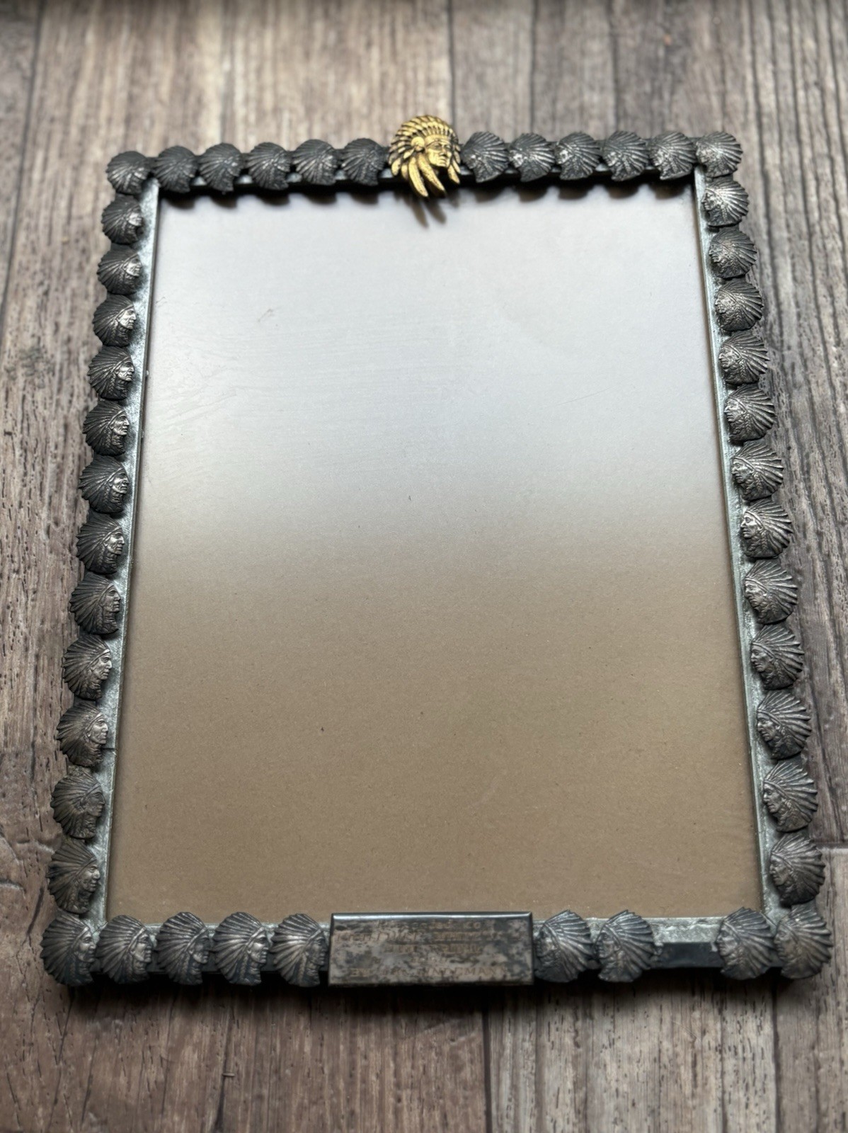 Vtg Rare 1959 Native American Chief Picture Photo Frame High Chief White Wolf