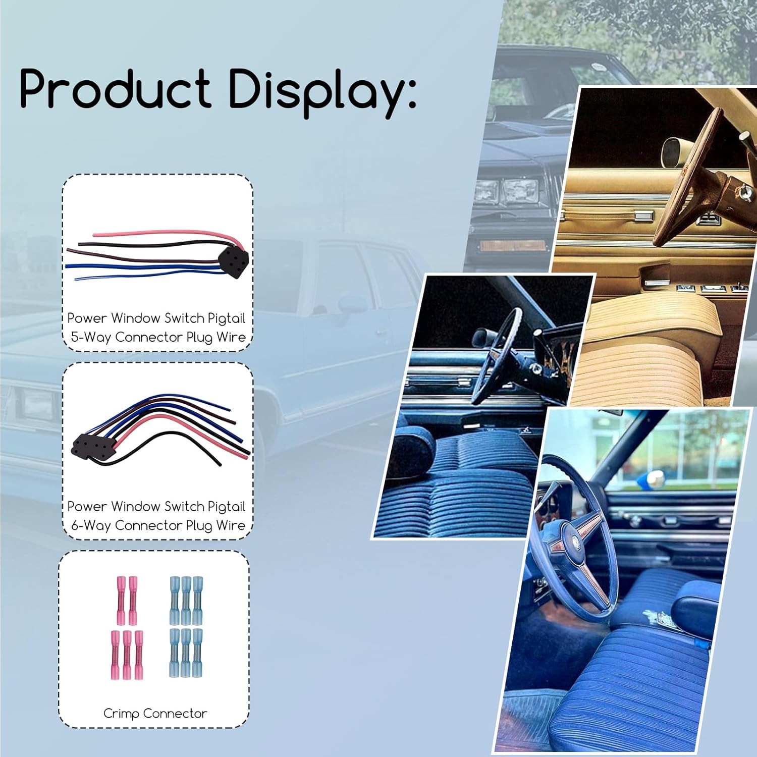 For 1981-87 GM Chevy Power Window Door Lock Switch Wire Pigtail Connector New