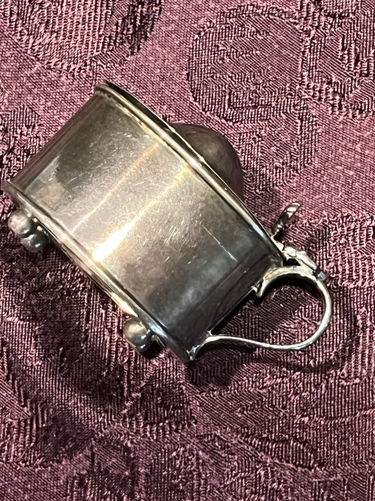 Antique Sheffield England Sterling Silver Mustard Pot With Glass Liner