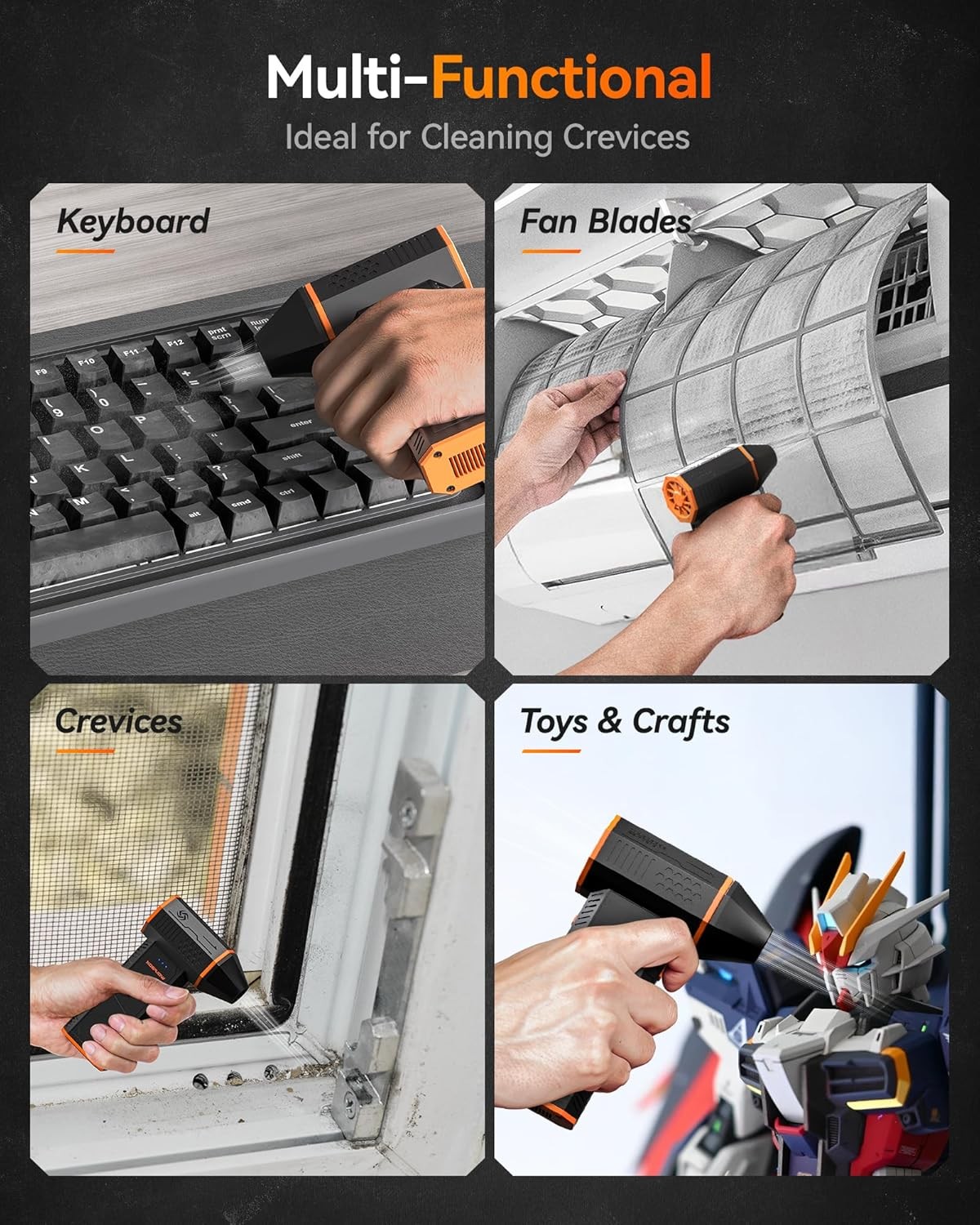 WOLFBOX MF50 Electric Air Duster Mini Blower Turbo Fan for PC, Toys and Car