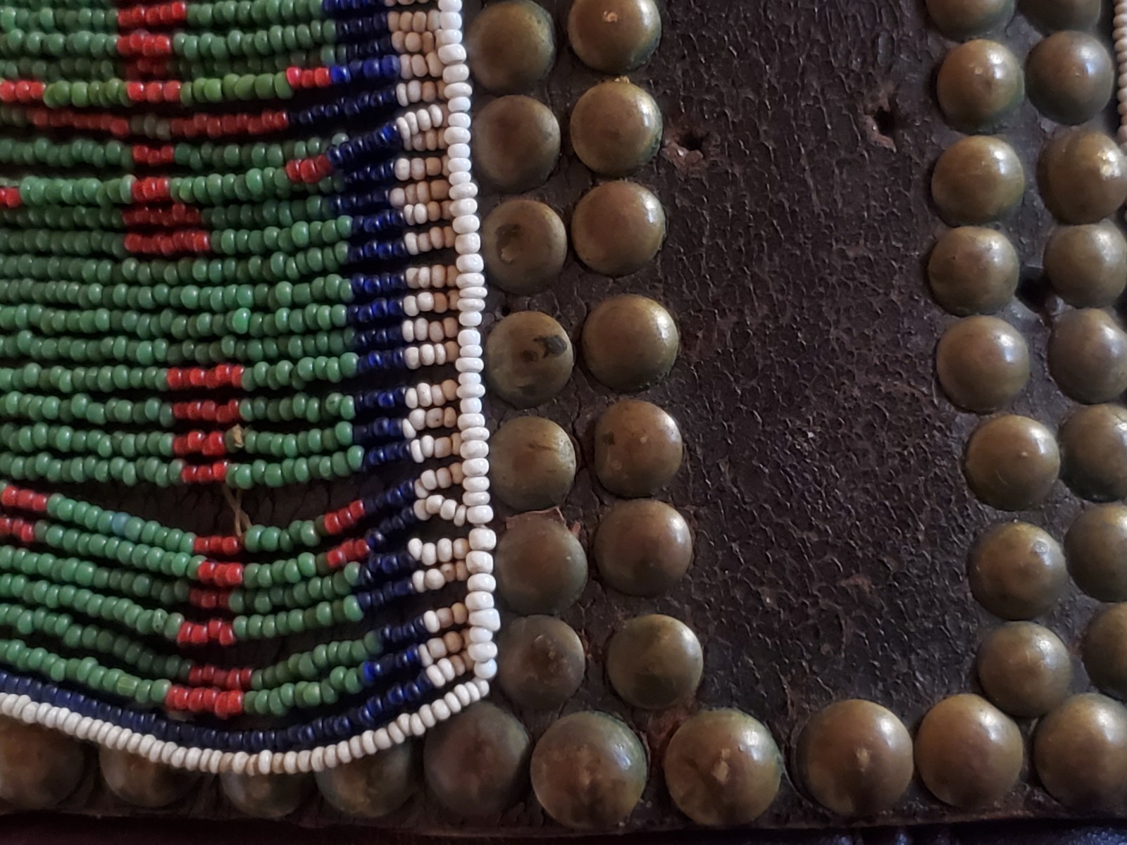 Antique OLD Native American Indian beaded warrior tacked belt Nez Perce 19th c.