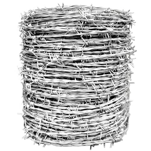 Real Barbed Wire 660FT（200M）, 4 Point Galvanized Barb Wire 18 660FT - 200M