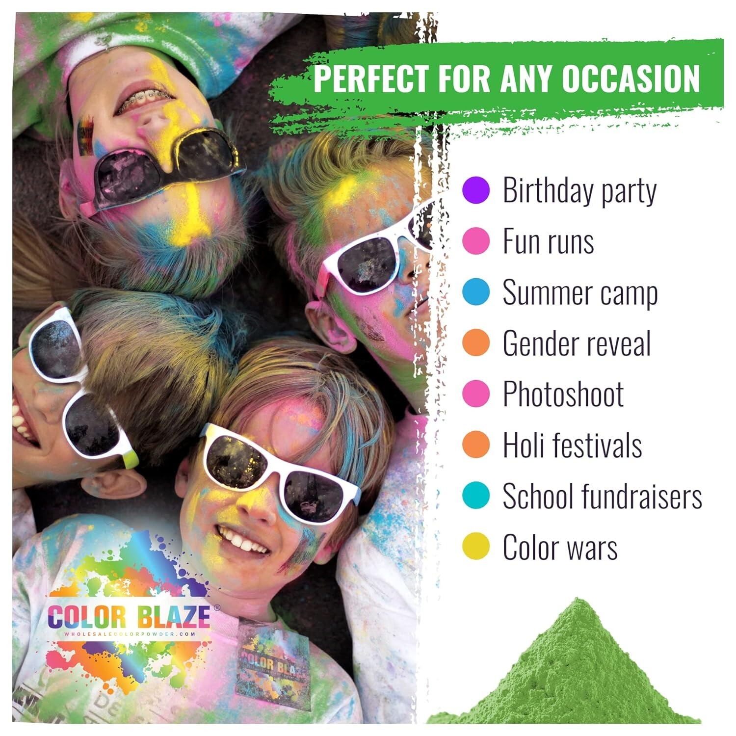 Color Blaze Color Powder Balls - 8 Pre-Filled Color Powder Mesh Balls - 8 Colors