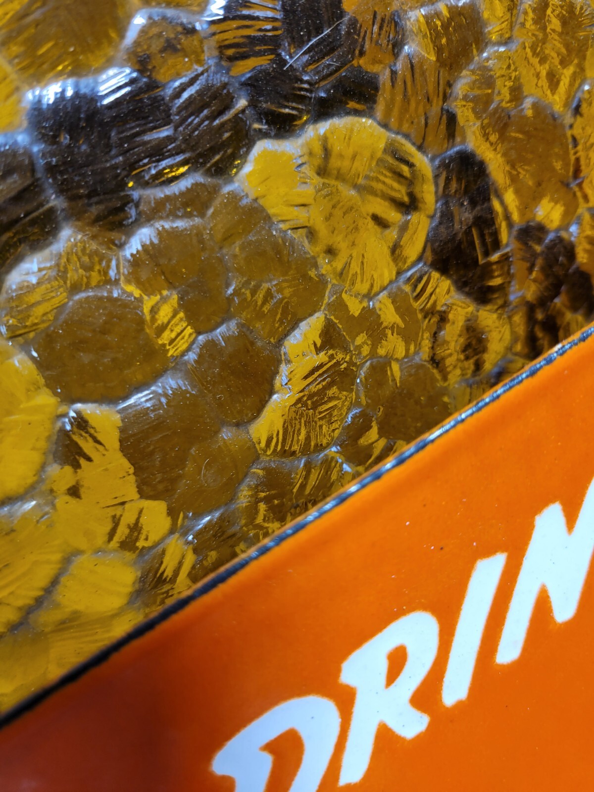 VINTAGE ORANGE CRUSH PORCELAIN SIGN OLD SODA FLANGE COLA BEVERAGE DRINK FOOD 20"