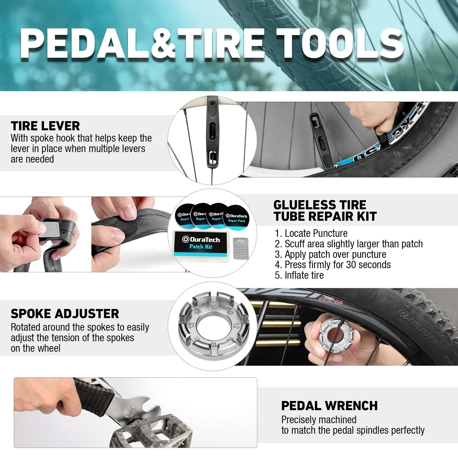 DURATECH 41PCS Bicycle Tool Kit Bike Tool Kit w/Storage Box Bike Repair Tool Kit