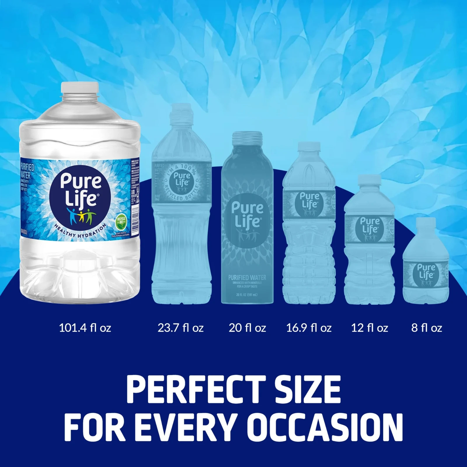 (4 pack) Pure Life Purified Water, 3 Liter, Single Plastic Jug