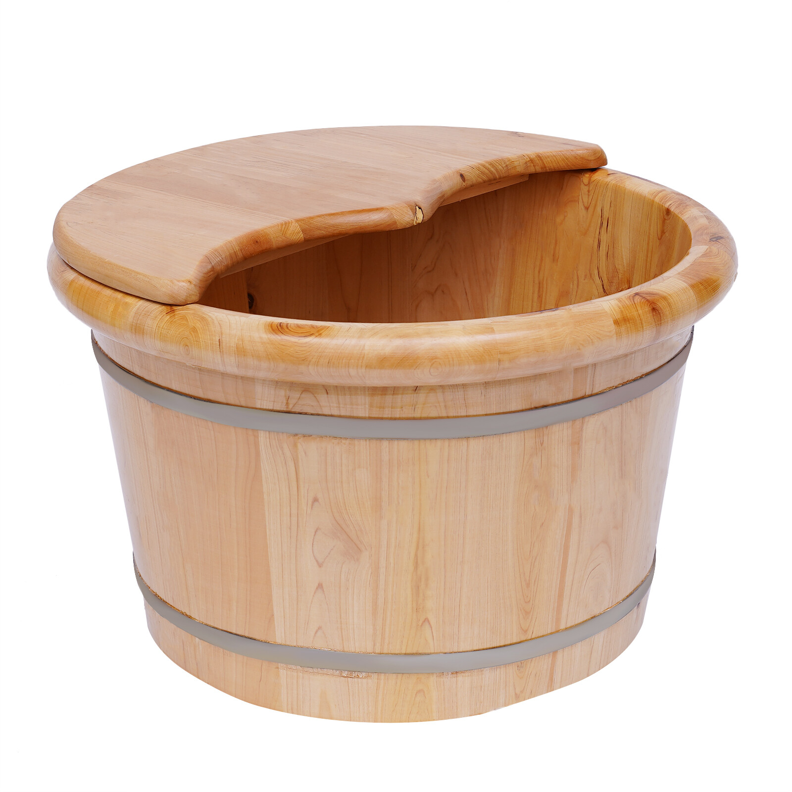 Cedar Wood Foot Basin +Massager Wooden Bucket Foot Bath Massage Plus Cover Plate