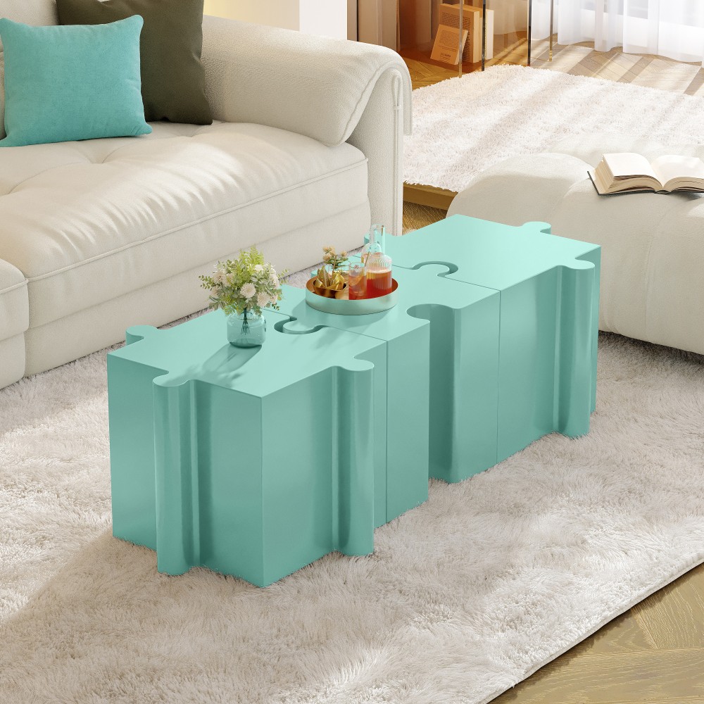 Modular Puzzle Side Table - Light Green, Indoor & Outdoor, Reconfigurable