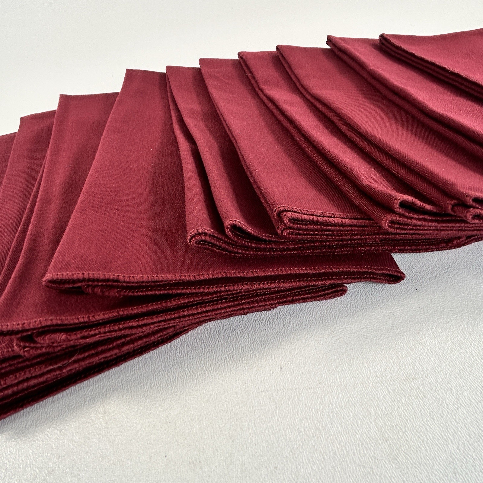 Set of 10 New Burgundy Cloth Napkins 20"x20" Solid Color Cotton Blend Dark Red